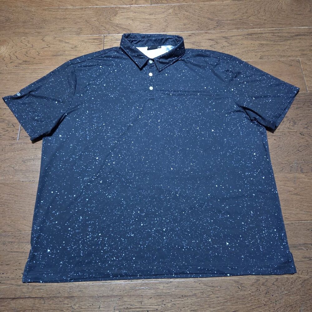 Sunday Swagger Polo Men’s Shirt 4XL Black Golf Splatter Performance Golf S/S